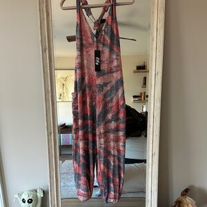 Lily Coral & Blue Patterned Fabric